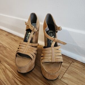 Vintage 70s Platform Velvet Heels